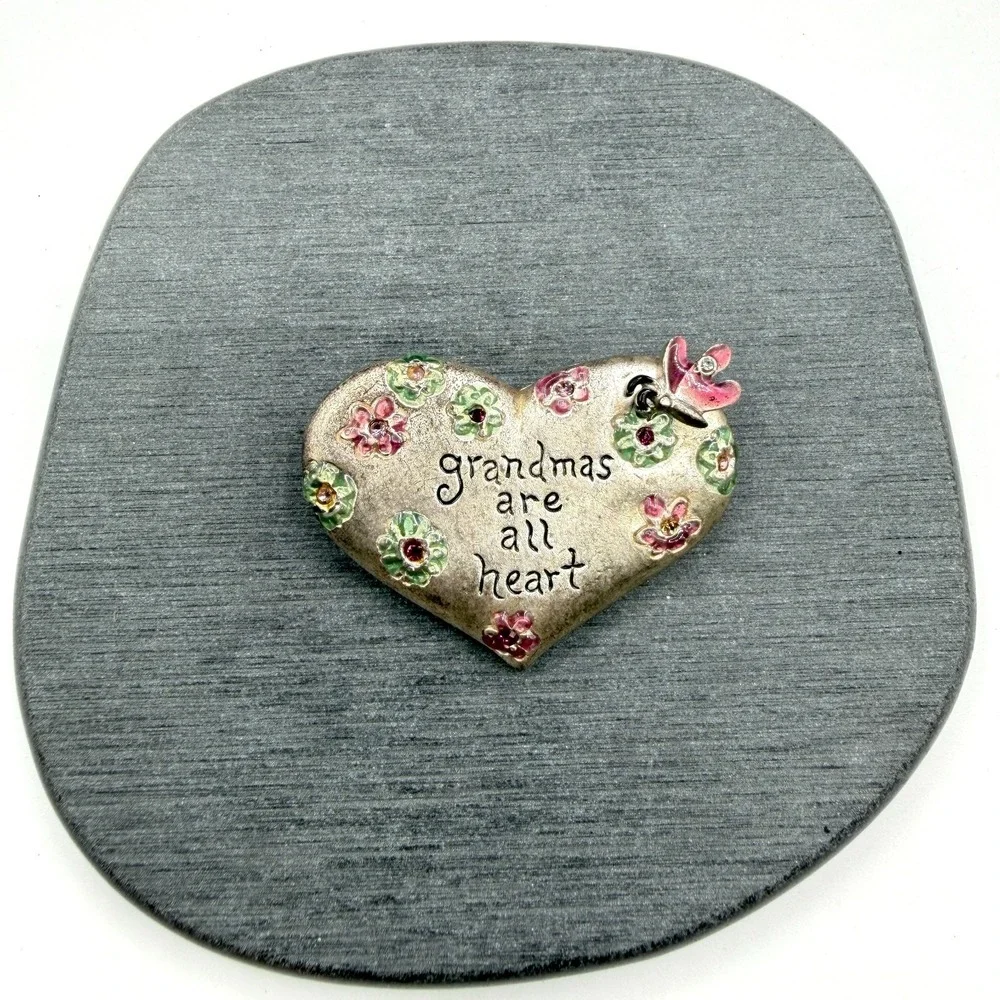 GAIMO Grandmas Are All Heart Floral Rhinestone Butterfly Heart Brooch Pin Gift